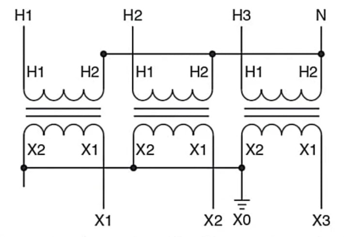 Wye-Wye connection diagram. Image used courtesy of Ahmed Sheikh.