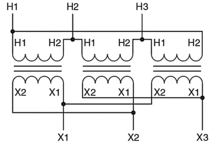 Delta-Delta Connection Diagram. Image used courtesy of Ahmed Sheikh.