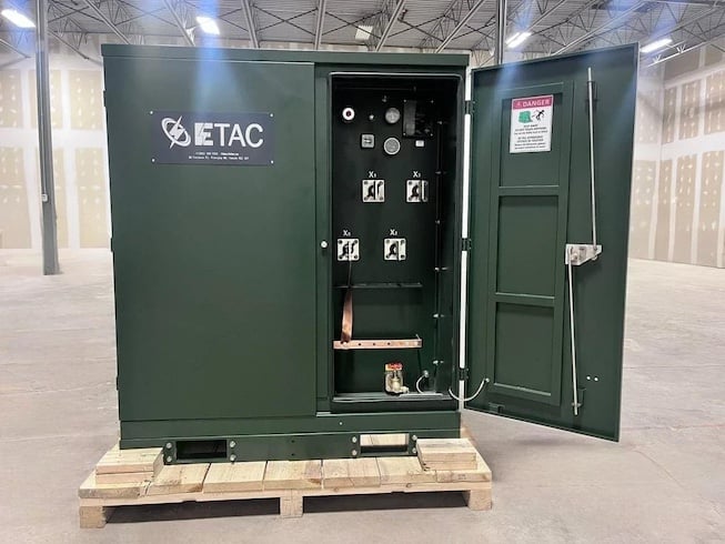 Pad-mounted distribution transformer. Image used courtesy ofWikipedia.