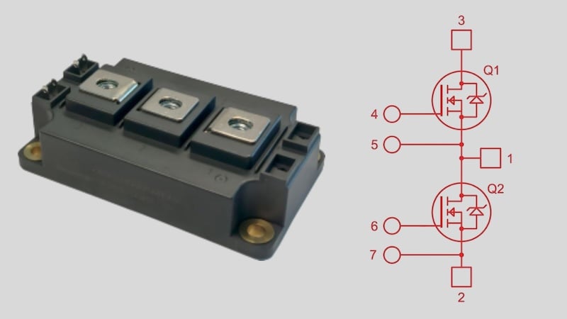 SiC MOSFETS are paired with anti-parallel Schottky barrier diodes.